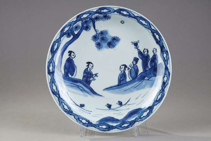 Porcelain dish blue and white - Chinese for the japan (Kosometsuke) - Tianqi period